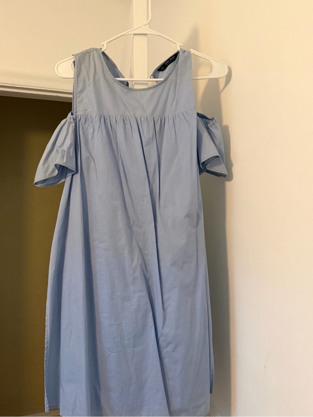 Zara Light Blue Cold-Shoulder Mini Dress